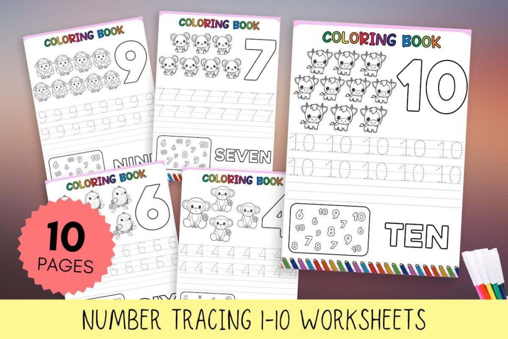 Free Adorable Tracing Numbers 1-10 Worksheets for Youngsters