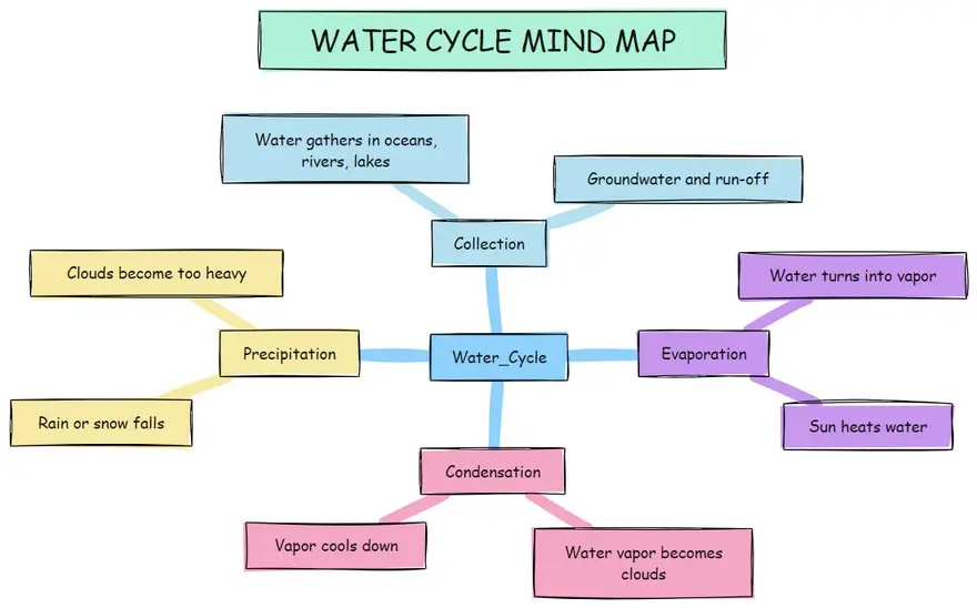 4 stages of water cycle mind map