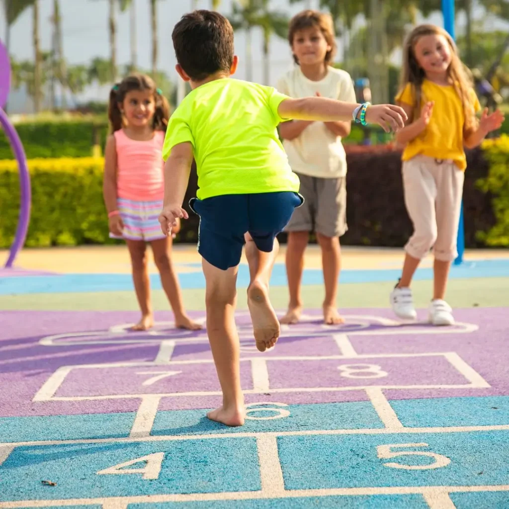 hopscotch counting game to help k2 kids learn numbers while having fun with friends